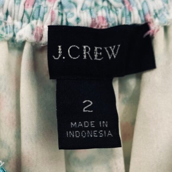 J Crew Puff Sleeve Floral Maxi Dress Tiered Smocked Waist Teal White Pink 2 - Picture 6 of 10